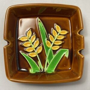Vintage Japan Floral Square Ceramic Retro‎ Ashtray